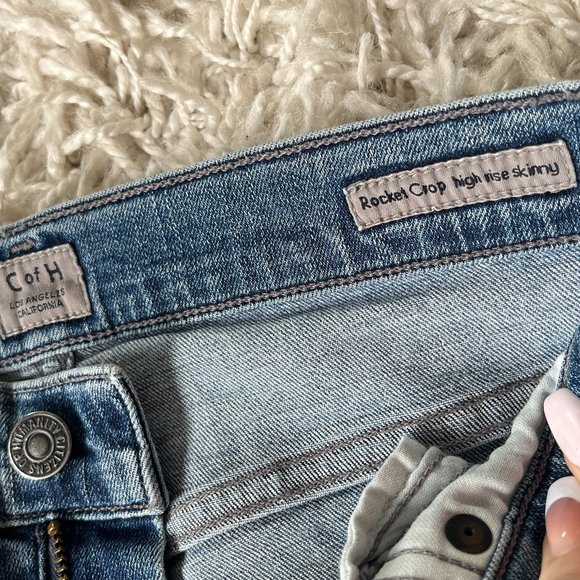 Citizens of Humanity High Rise Skinny Rocket Crop Blue Distressed Jeans Size 25 - Picture 3 of 6